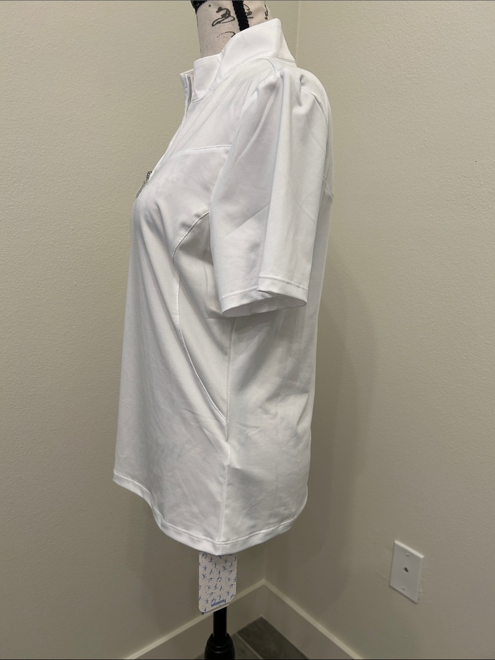 Cegolfs White Short-Sleeve Zip-Front Performance Top - Picture 3 of 7
